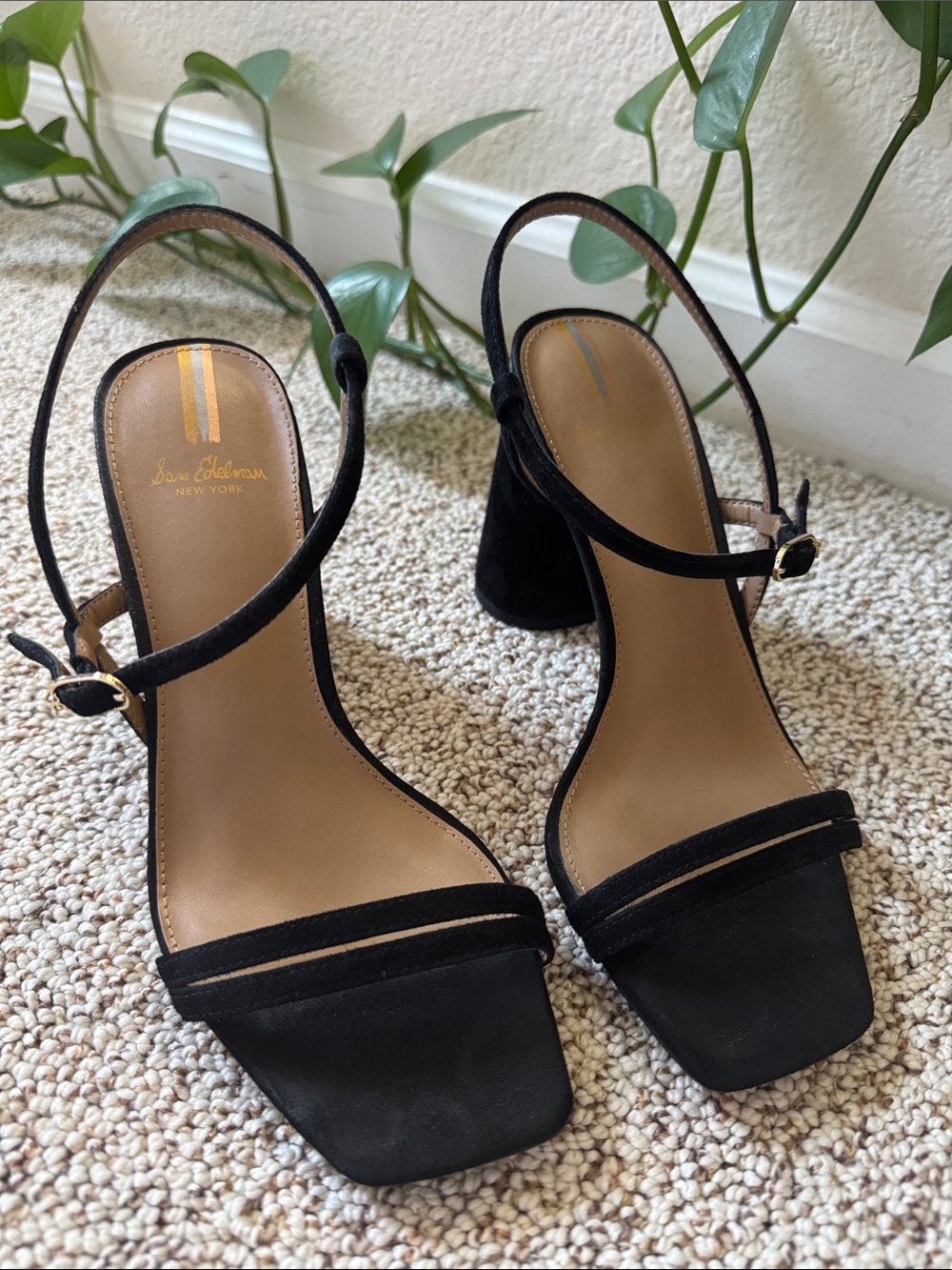 Sam Edelman Black Suede Block Heel Sandals